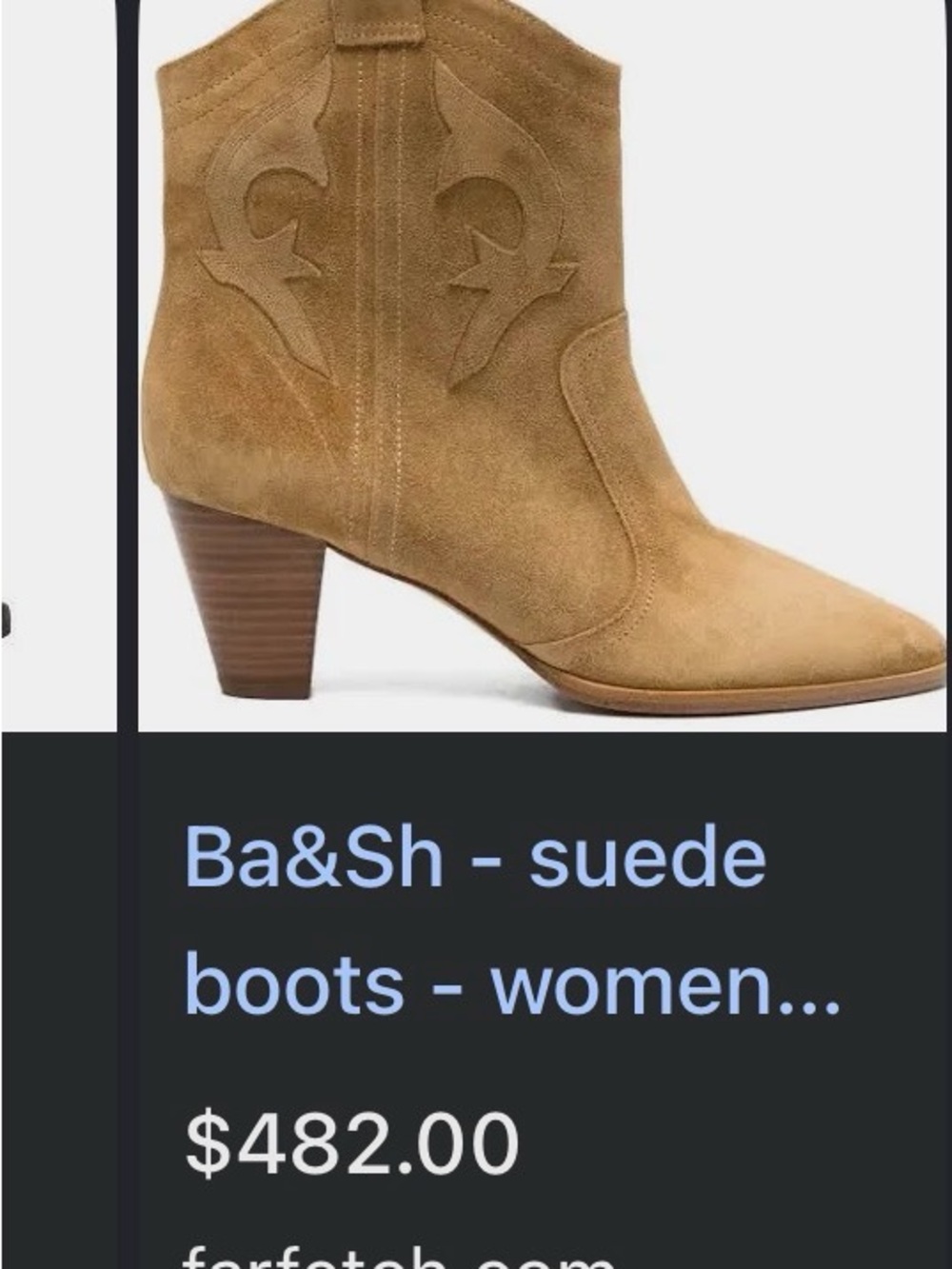 Ba&sh Suede Western Ankle Booties in Cognac